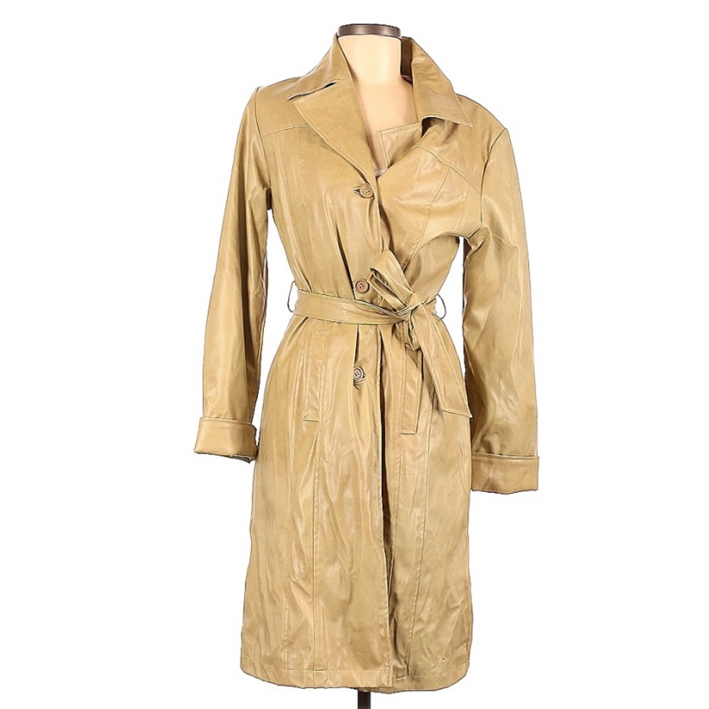 Marcelle Renee Faux Leather Coat Size Small